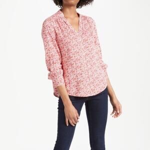 Boden Annora floral print blouse red white Sz 2